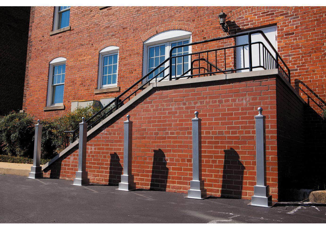 Hampton Square Decorative Bollard - No Chain Loops - 4 Ft. - Crowd Control Warehouse