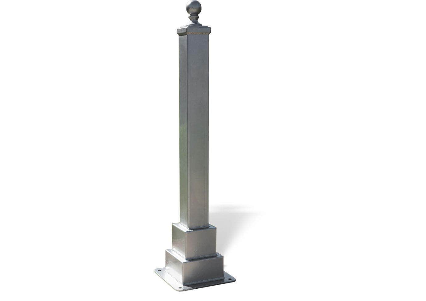 Hampton Square Decorative Bollard - No Chain Loops - 4 Ft. - Crowd Control Warehouse