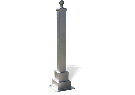Hampton Square Decorative Bollard - No Chain Loops - 4 Ft. - Crowd Control Warehouse