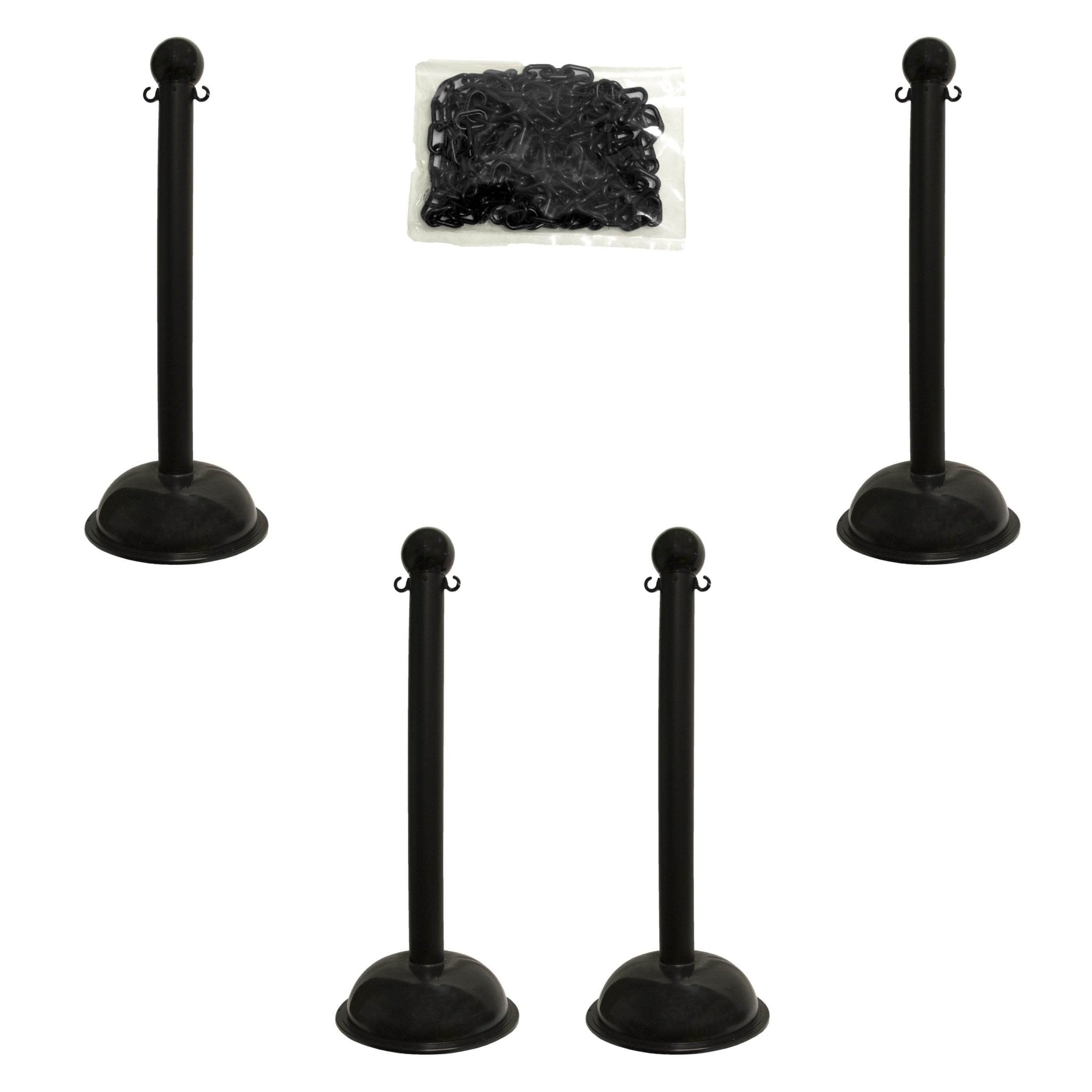 Heavy Duty Plastic Stanchion Posts and Chain Kit with (6) Posts and 50 Ft. of Chain - Crowd Control Warehouse