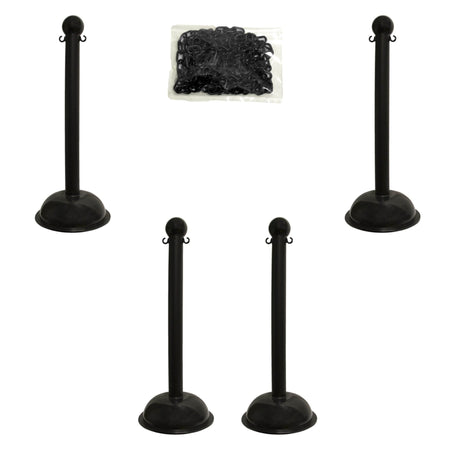 Heavy Duty Plastic Stanchion Posts and Chain Kit with (6) Posts and 50 Ft. of Chain - Crowd Control Warehouse