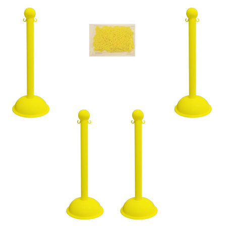 Heavy Duty Plastic Stanchion Posts and Chain Kit with (6) Posts and 50 Ft. of Chain - Crowd Control Warehouse