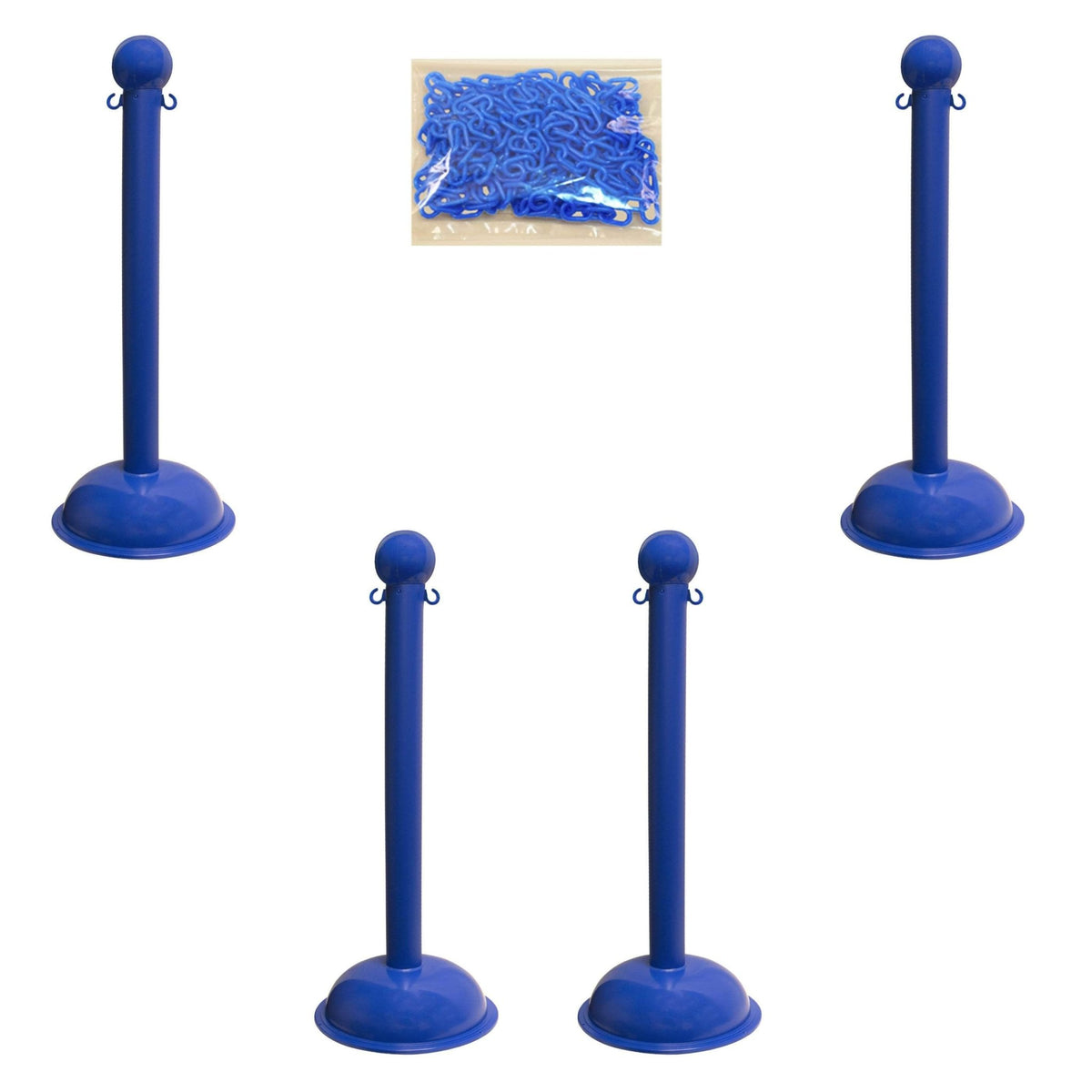 Heavy Duty Plastic Stanchion Posts and Chain Kit with (6) Posts and 50 Ft. of Chain - Crowd Control Warehouse