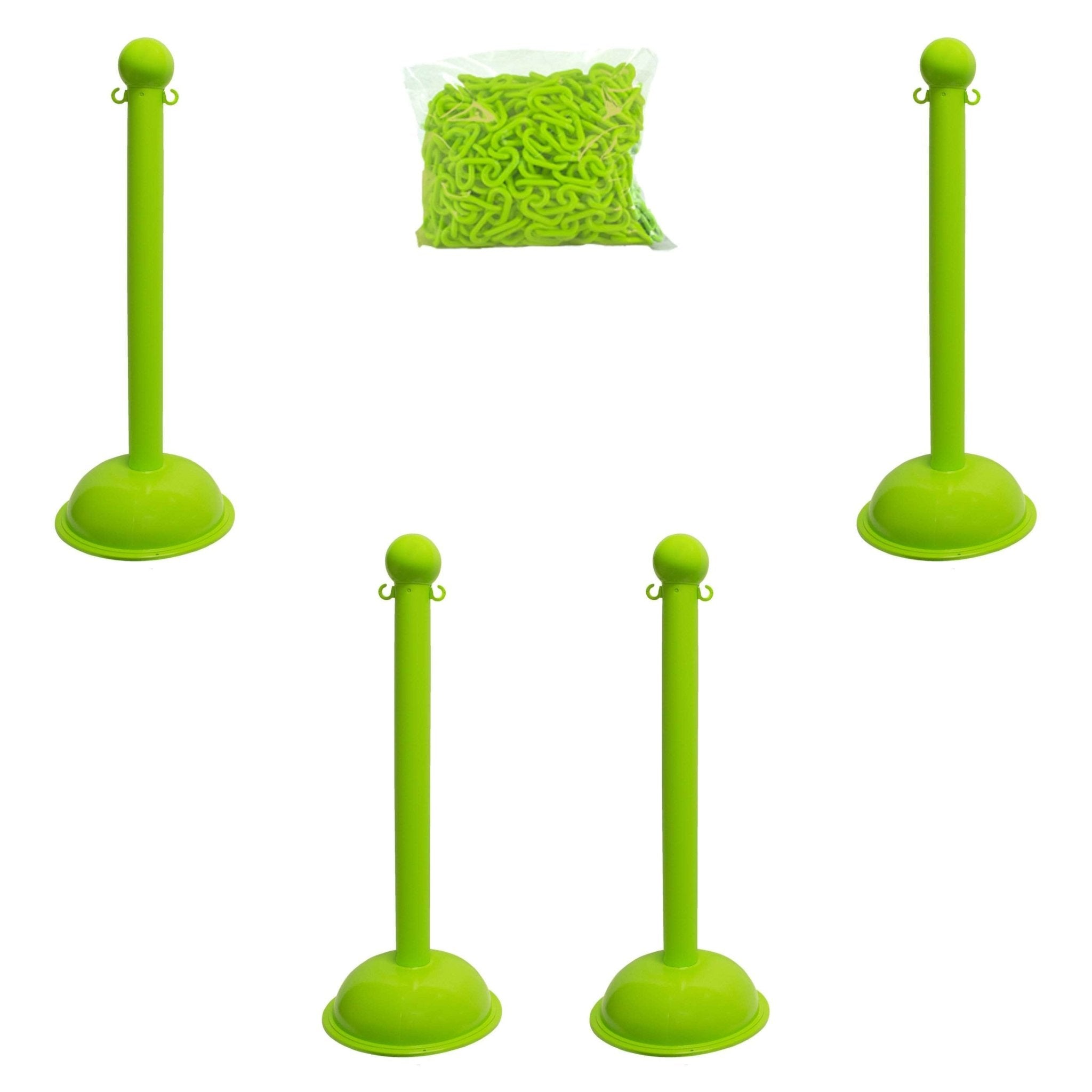 Heavy Duty Plastic Stanchion Posts and Chain Kit with (6) Posts and 50 Ft. of Chain - Crowd Control Warehouse