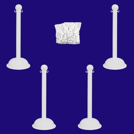 Heavy Duty Plastic Stanchion Posts and Chain Kit with (6) Posts and 50 Ft. of Chain - Crowd Control Warehouse