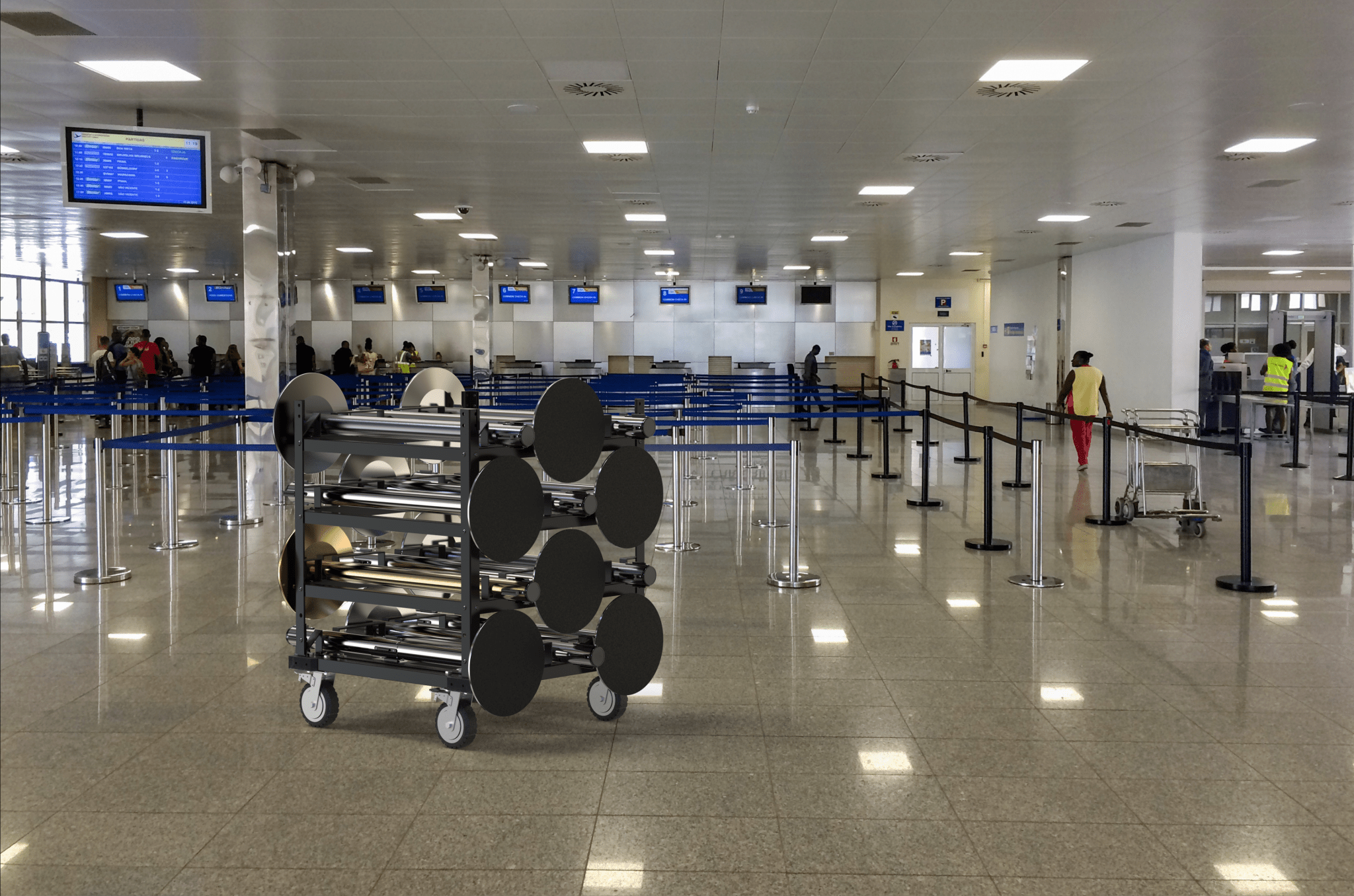 Horizontal Post Storage Cart (12 Posts or 24 Posts) - Trafford Industrial - Crowd Control Warehouse