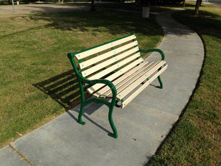 Plain Slatted Wood Park Bench - 72 In.