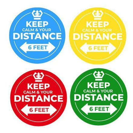 Floor Stickers: Keep Calm And Keep Your Distance - 8 inches Diameter