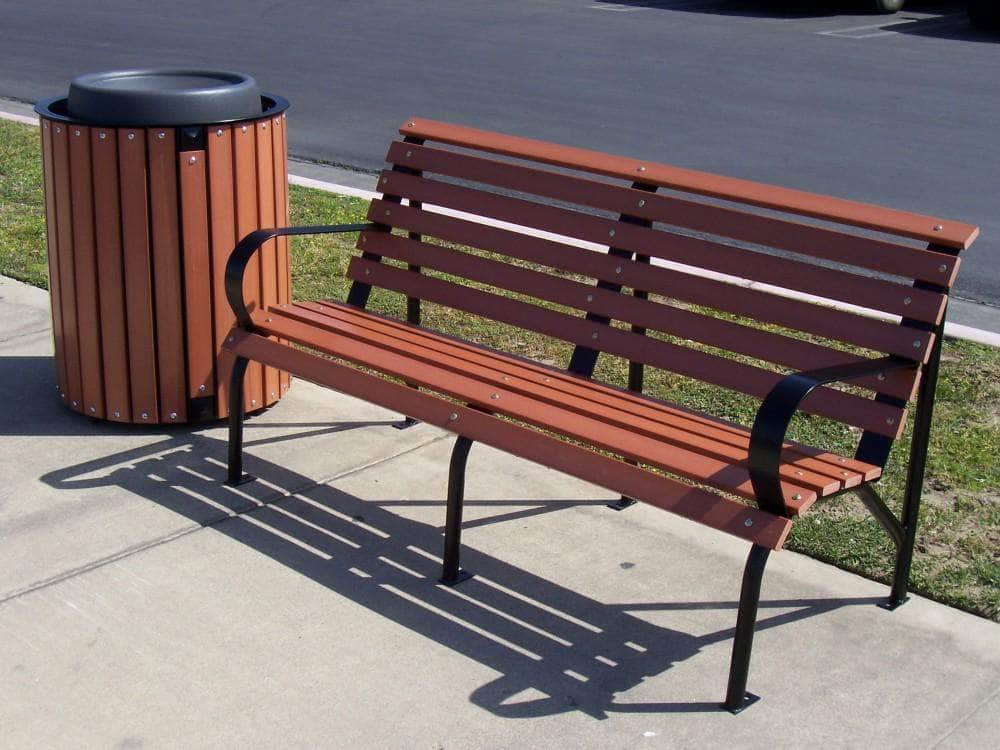L - Shaped ADA Wood Park Bench - 80 In. - Crowd Control Warehouse