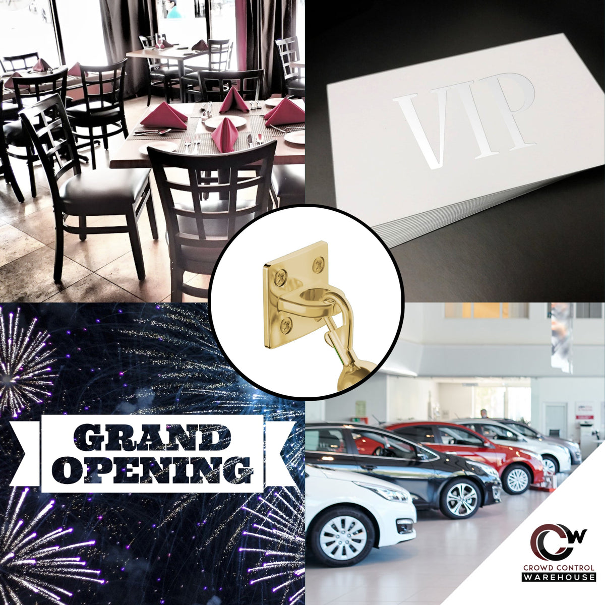 Large Loop (Dual Rope) Wall Plate Receiver for Hanging Ropes - Montour Line - Crowd Control Warehouse