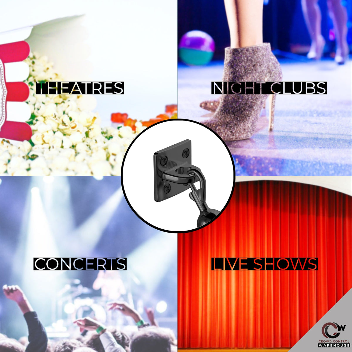 Large Loop (Dual Rope) Wall Plate Receiver for Hanging Ropes - Montour Line - Crowd Control Warehouse