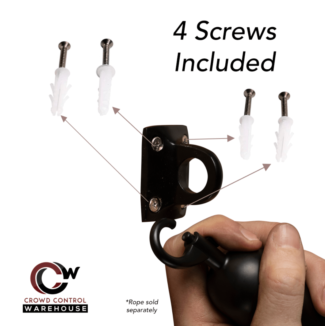 Large Loop (Dual Rope) Wall Plate Receiver for Hanging Ropes - Montour Line - Crowd Control Warehouse