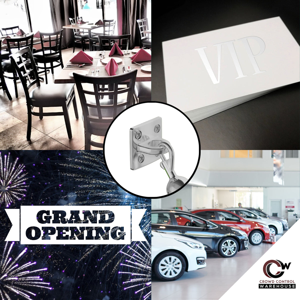 Large Loop (Dual Rope) Wall Plate Receiver for Hanging Ropes - Montour Line - Crowd Control Warehouse