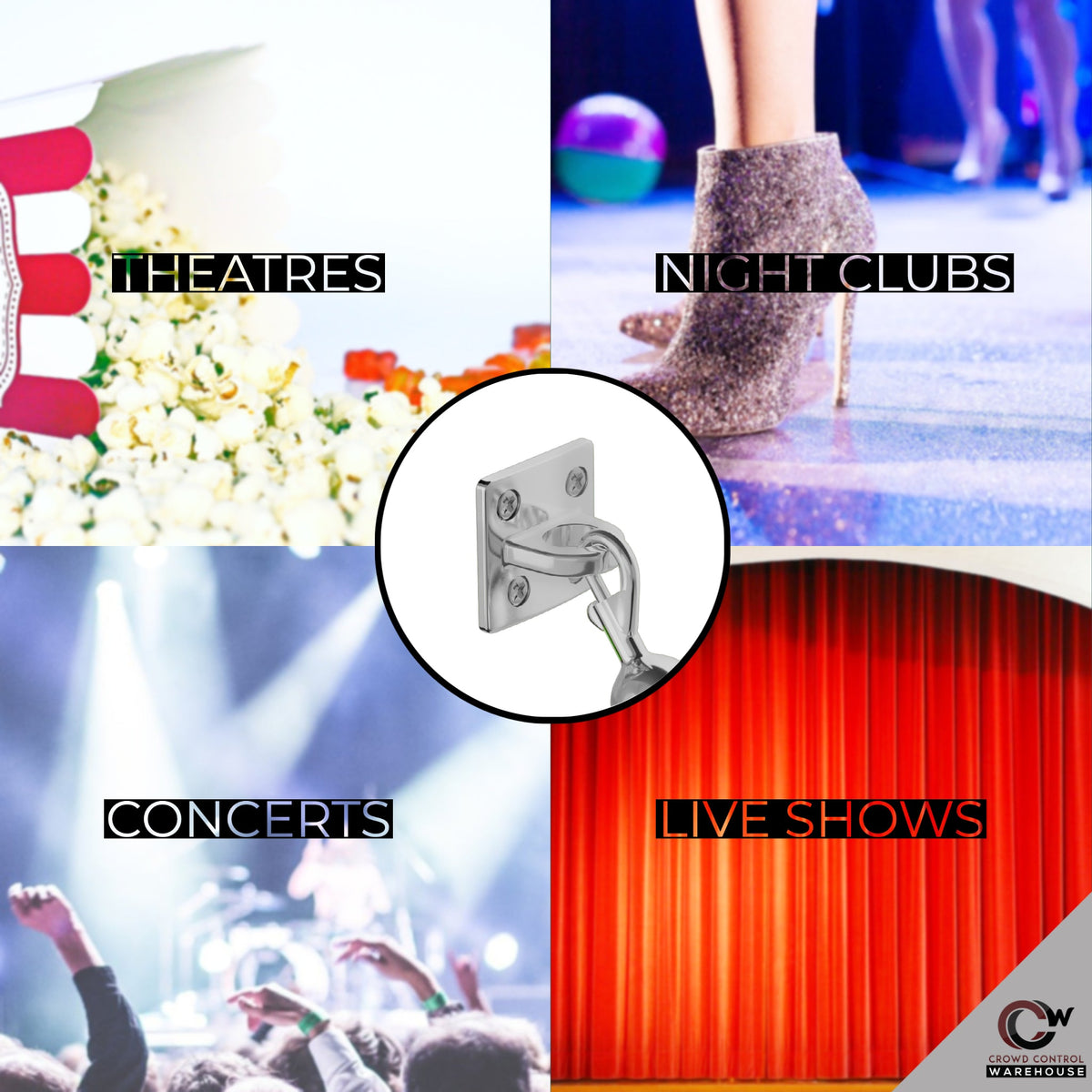 Large Loop (Dual Rope) Wall Plate Receiver for Hanging Ropes - Montour Line - Crowd Control Warehouse