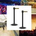 Retractable Belt Barrier Stanchion, Rubber Base, Black Powder Coated Post, 35 ft Belt - Montour Line MSR760