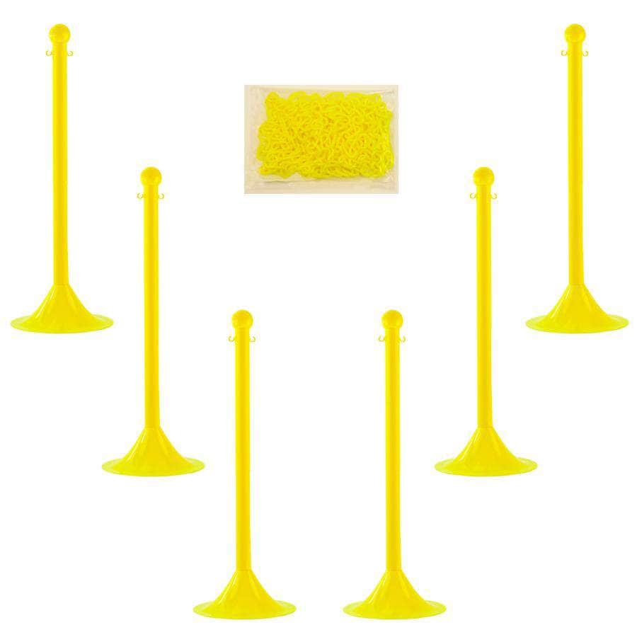Light Duty Plastic Stanchion Posts and Chain Kit with (6) Posts and 50 Ft. of Chain - Crowd Control Warehouse