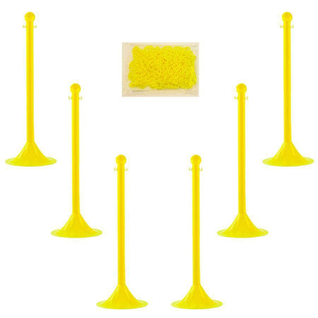 Light Duty Plastic Stanchion Posts and Chain Kit with (6) Posts and 50 Ft. of Chain - Crowd Control Warehouse