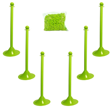 Light Duty Plastic Stanchion Posts and Chain Kit with (6) Posts and 50 Ft. of Chain - Crowd Control Warehouse