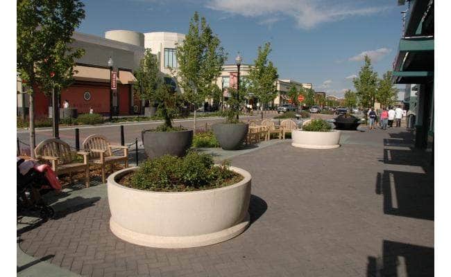 Low Profile Large Concrete Bowl Style Planter - 72 in. x 24 in. - Crowd Control Warehouse