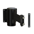 Fixed Wall Mount Retractable Belt Barrier with Magnetic Belt End, Black Steel Case, 14 ft or 16 ft Belt - Montour Line WM215