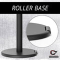 Retractable Belt Barrier Stanchion, Rolling Base, Red Steel Post, 13 ft Belt - Montour Line MSE630