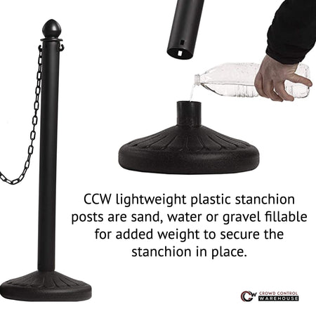 Medium Duty Plastic Stanchion Posts and Chain Kit with (6) Posts and 50 Ft. of Chain - Montour Line - Crowd Control Warehouse