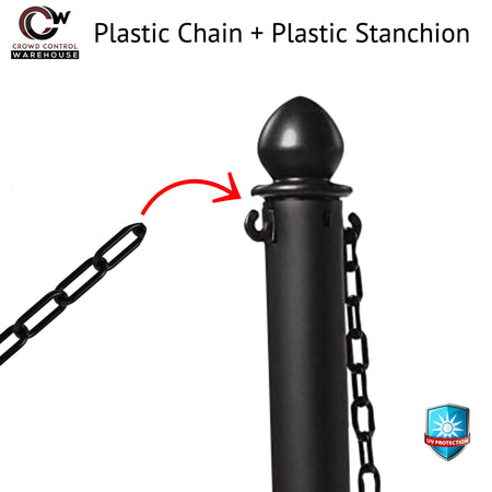 Medium Duty Plastic Stanchion Posts and Chain Kit with (6) Posts and 50 Ft. of Chain - Montour Line - Crowd Control Warehouse