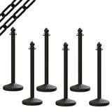 Medium Duty Plastic Stanchion Posts and Chain Kit with (6) Posts and 50 Ft. of Chain - Montour Line - Crowd Control Warehouse