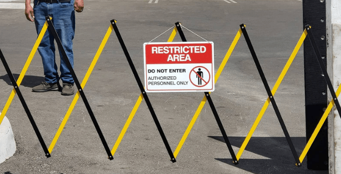 Metal Expandable Barricade, 16 Ft. and 11 Ft - Trafford Industrial - Crowd Control Warehouse