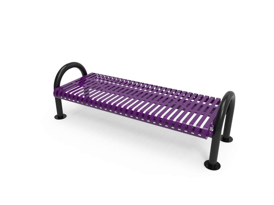 MOD Park Bench without Back - Slatted Steel - Crowd Control Warehouse