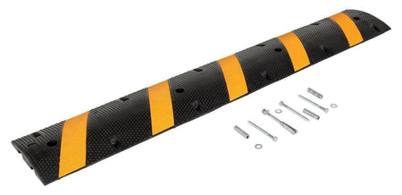 Molded Rubber Speed Bump With Stripes - Crowd Control Warehouse