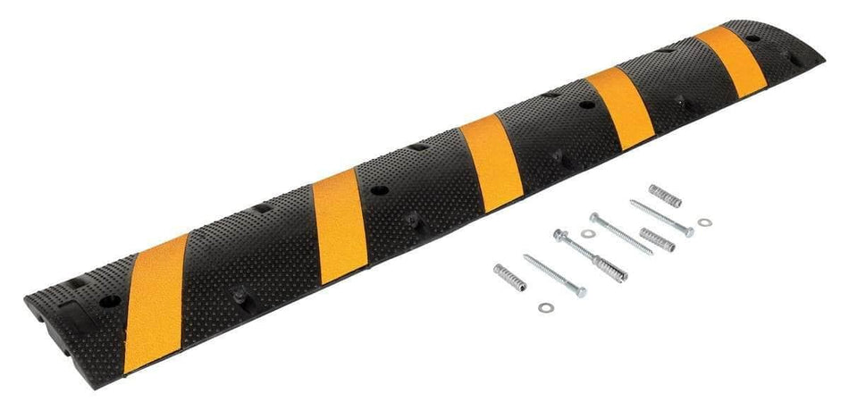 Molded Rubber Speed Bump With Stripes - Crowd Control Warehouse