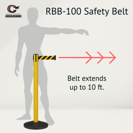 Safety Retractable Belt Barrier Stanchion, 10.5 Ft. Belt - CCW Series RBB-100