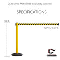 Safety Retractable Belt Barrier Stanchion, 16 Ft. Belt - CCW Series RBB-150