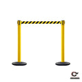 Safety Retractable Belt Barrier Stanchion, Heavy Duty Cast Iron Base, 16 ft Belt – Montour Line MSI650