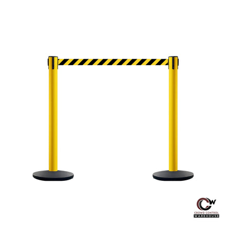 Safety Retractable Belt Barrier Stanchion, Heavy Duty Cast Iron Base, 16 ft Belt – Montour Line MSI650