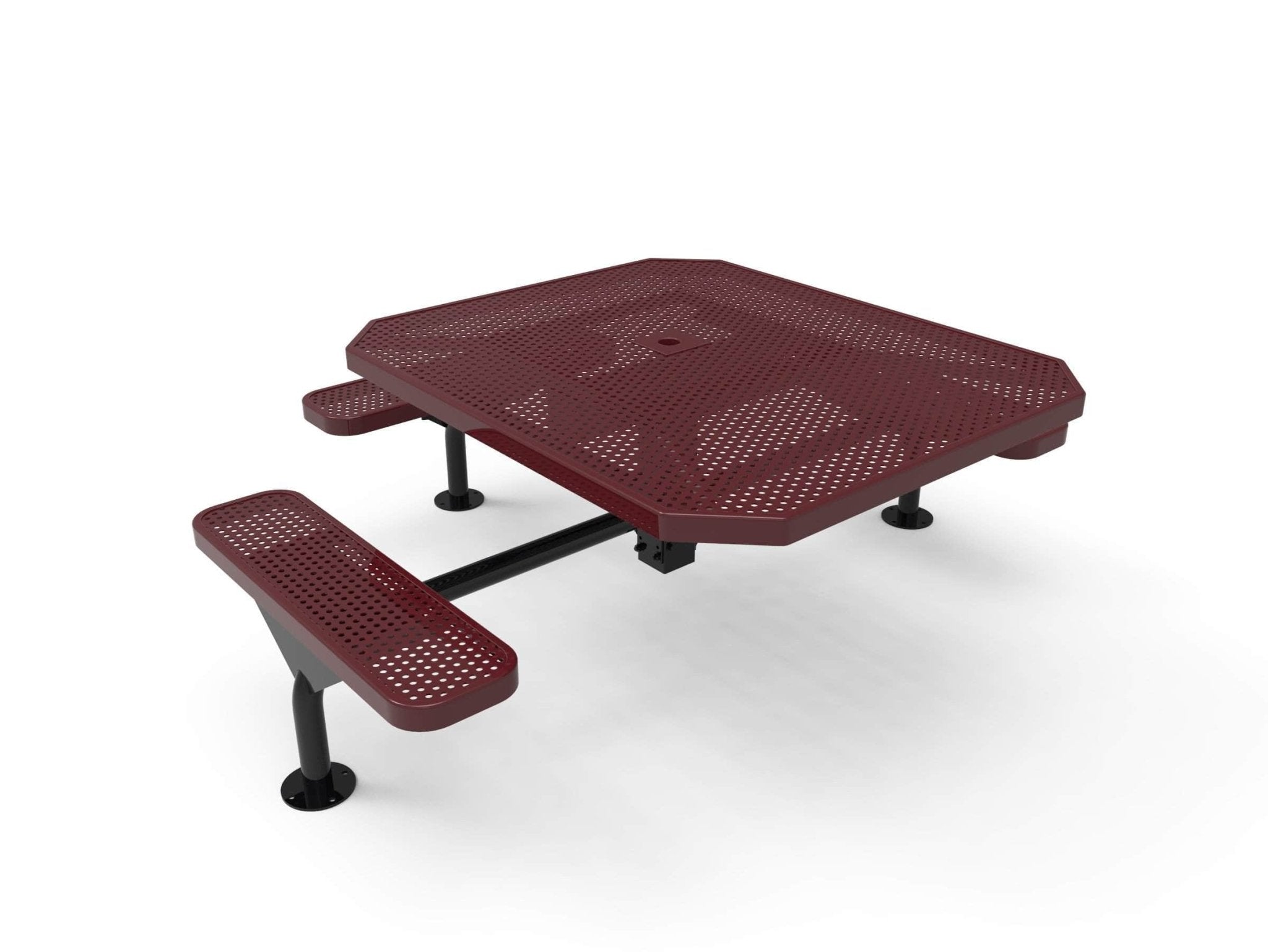 Octagon Nexus Pedestal Picnic Table with 3 Seats - Circular Pattern - 46 In. - Crowd Control Warehouse