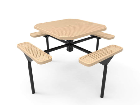 Octagon Nexus Pedestal Picnic Table with 4 Seats - Circular Pattern - 46 In. - Crowd Control Warehouse