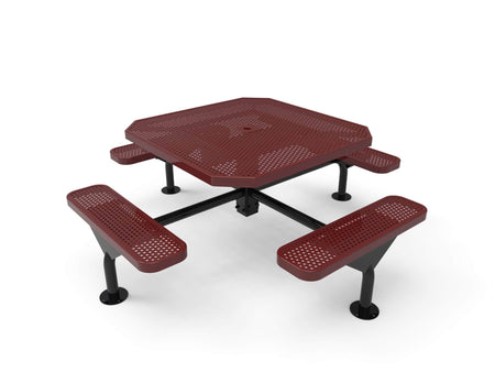 Octagon Nexus Pedestal Picnic Table with 4 Seats - Circular Pattern - 46 In. - Crowd Control Warehouse