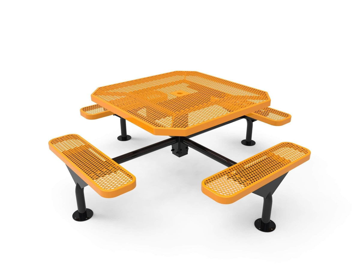 Octagon Nexus Pedestal Picnic Table with 4 Seats - Diamond Pattern - 46 In. - Crowd Control Warehouse