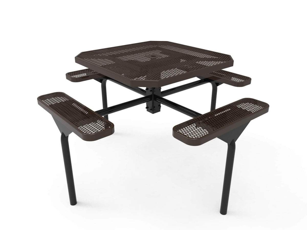Octagon Nexus Pedestal Picnic Table with 4 Seats - Diamond Pattern - 46 In. - Crowd Control Warehouse