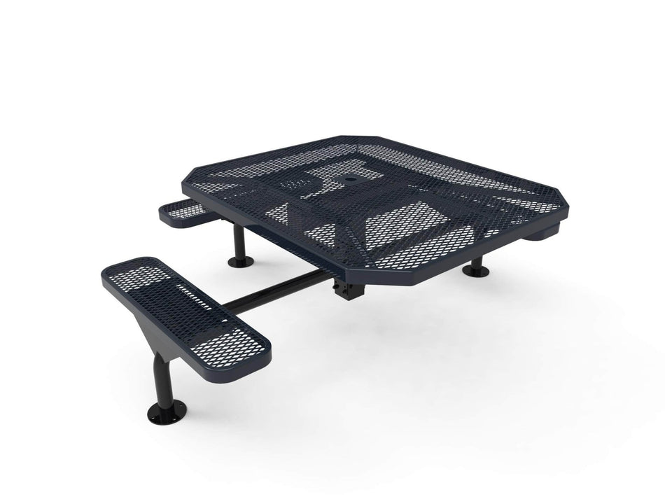 Octagon Nexus Pedestal Picnic Table with ADA Accessible Seating - Diamond Pattern - 46 In. - Crowd Control Warehouse