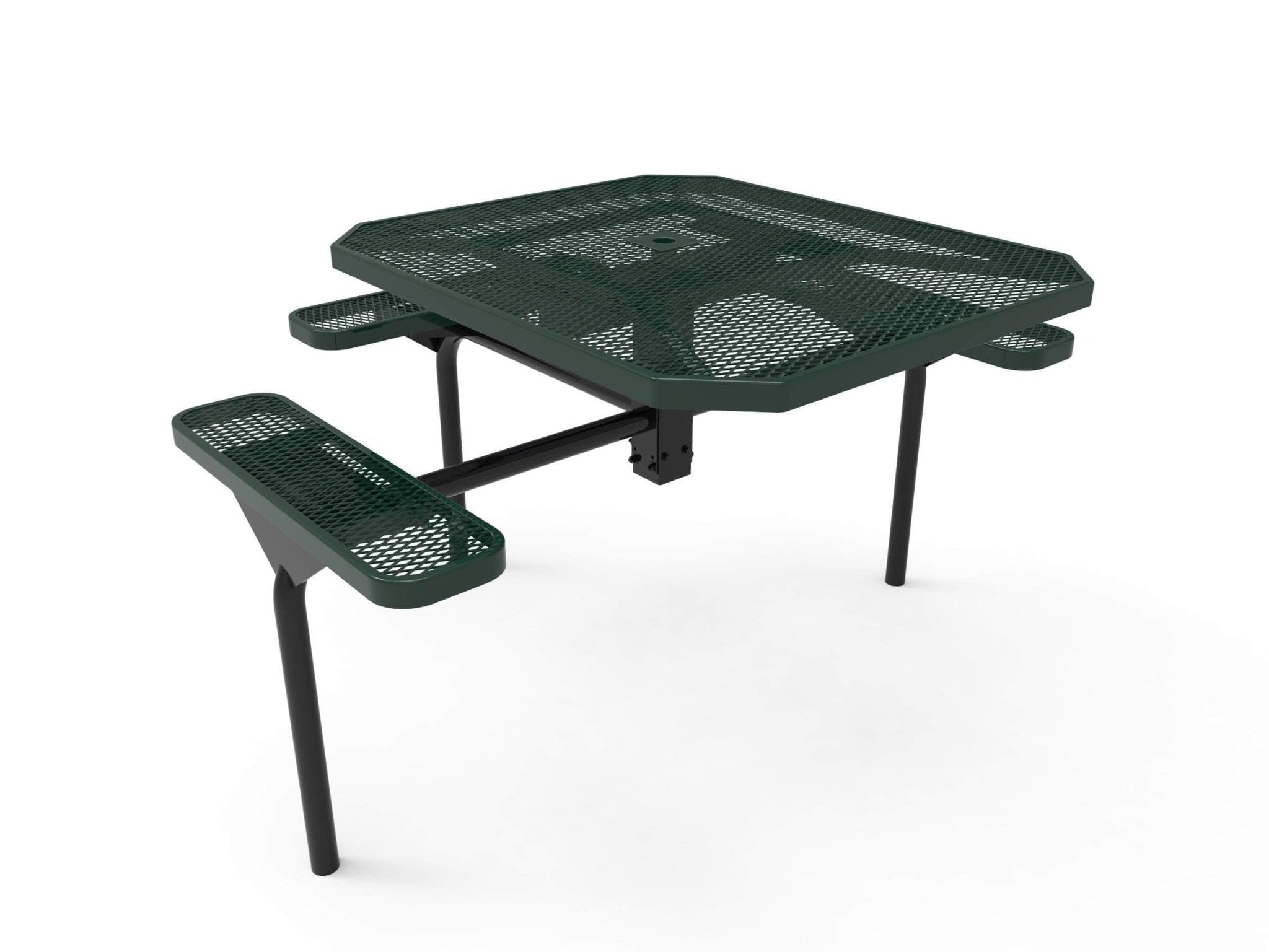 Octagon Nexus Pedestal Picnic Table with ADA Accessible Seating - Diamond Pattern - 46 In. - Crowd Control Warehouse