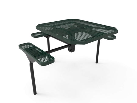 Octagon Nexus Pedestal Picnic Table with ADA Accessible Seating - Diamond Pattern - 46 In. - Crowd Control Warehouse