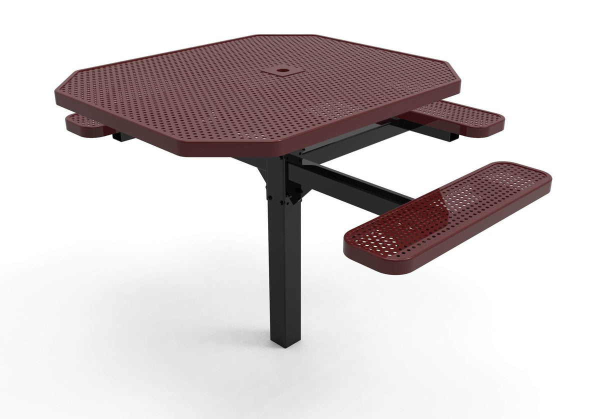 Octagon Pedestal Picnic Table with 3 Seats - Circular Pattern - 46 In. - Crowd Control Warehouse