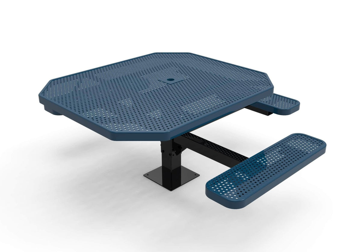 Octagon Pedestal Picnic Table with 3 Seats - Circular Pattern - 46 In. - Crowd Control Warehouse