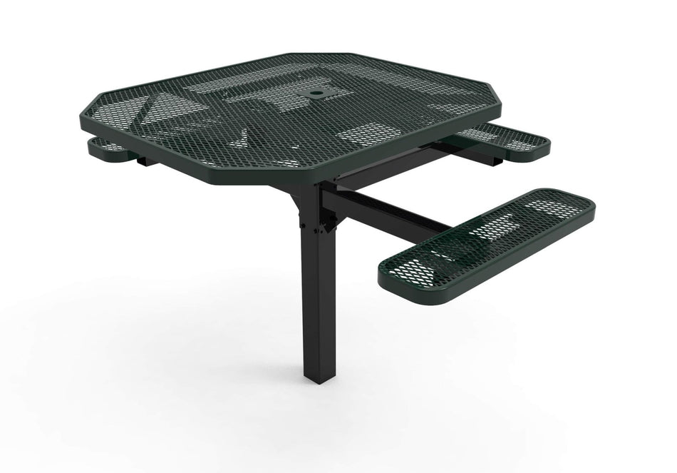 Octagon Pedestal Picnic Table with 3 Seats - Diamond Pattern - 46 In. - Crowd Control Warehouse