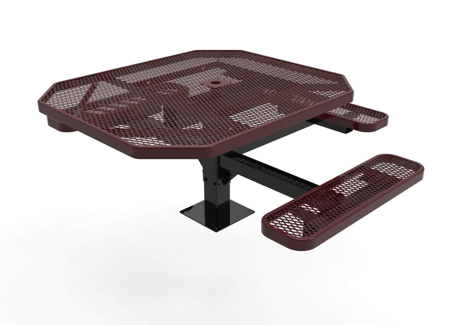 Octagon Pedestal Picnic Table with 3 Seats - Diamond Pattern - 46 In. - Crowd Control Warehouse