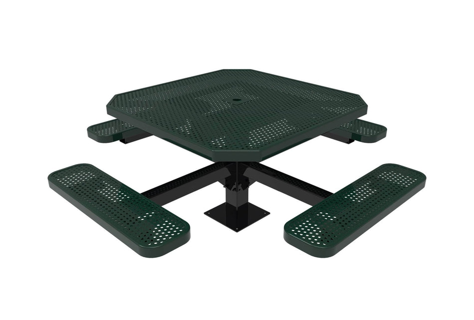 Octagon Pedestal Picnic Table with 4 Seats - Circular Pattern - 46 In. - Crowd Control Warehouse
