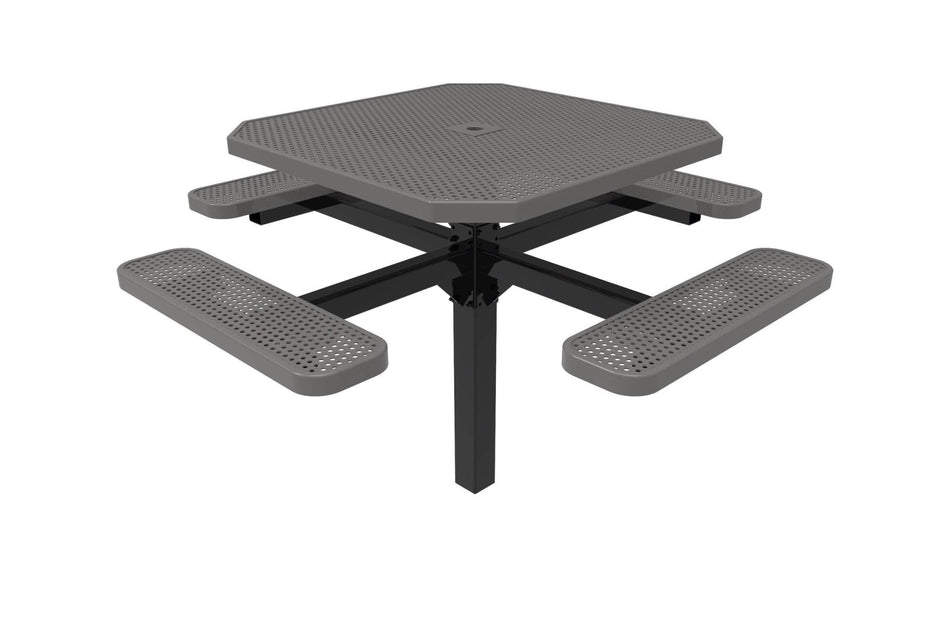 Octagon Pedestal Picnic Table with 4 Seats - Circular Pattern - 46 In. - Crowd Control Warehouse